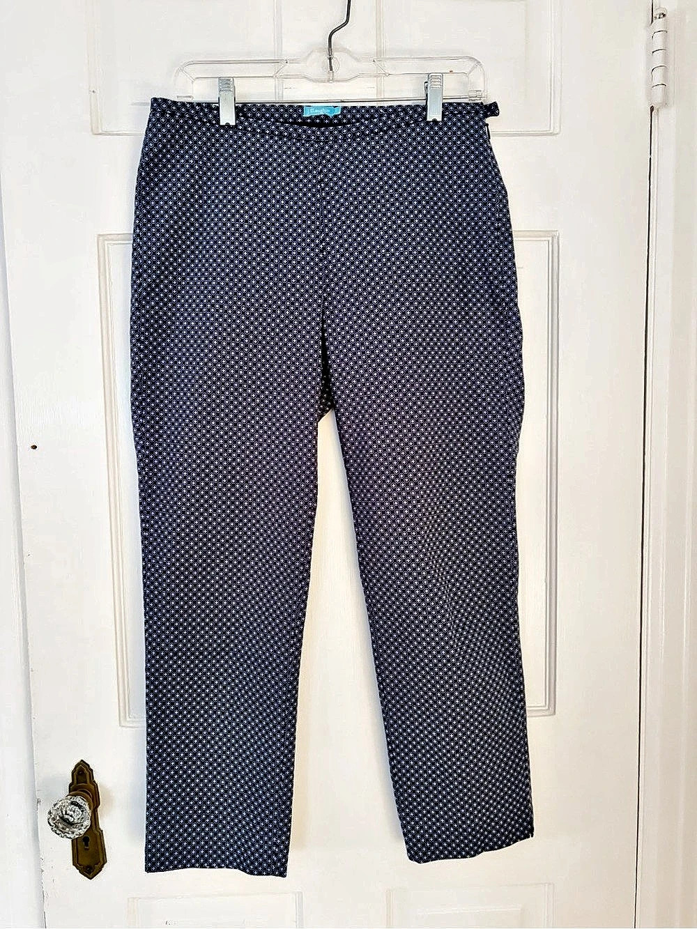 J McLaughlin Catalina Cloth Cropped Pants in Geometric Blue Pattern Size 6